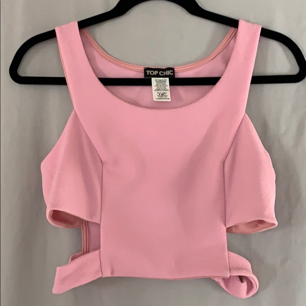 Top Chic pink crop top with cut outs